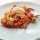Apple crumble with peach and raspberries